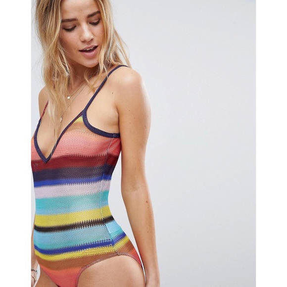 🆕 Honey Punch Mesh Cami Body In Rainbow Stripe - Picture 3 of 6